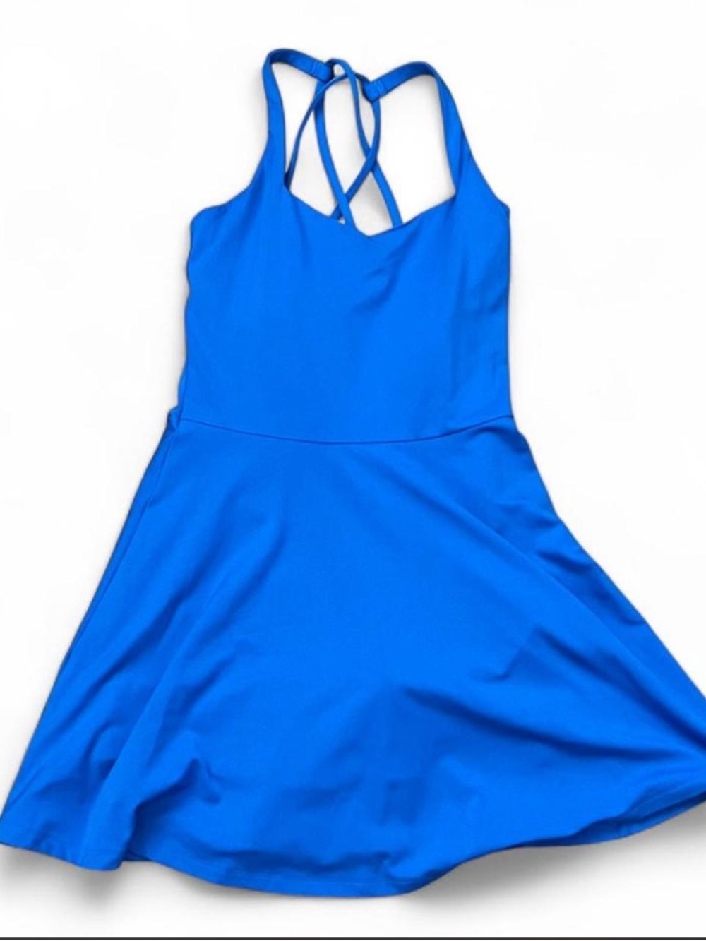 girlfriend collective ultramarine blue Riley Sweetheart skater dress - Picture 5 of 7
